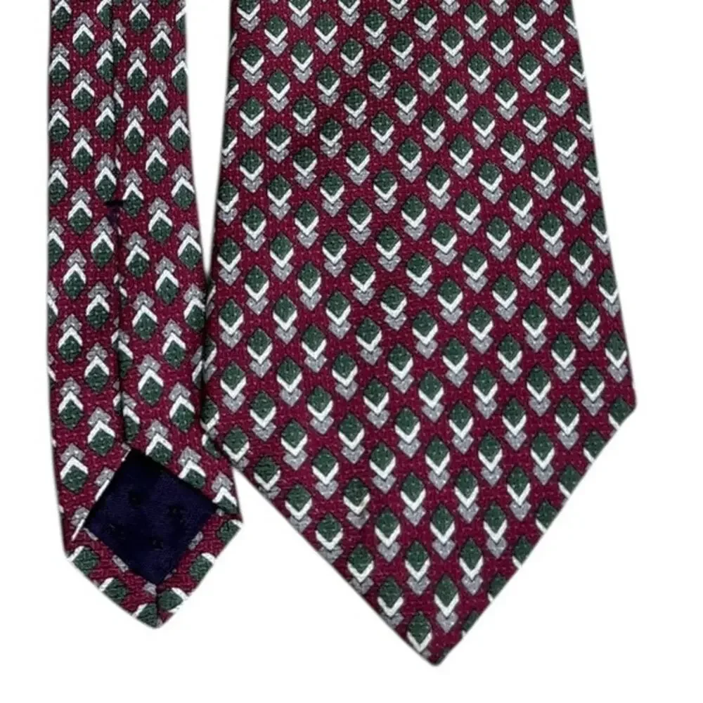 Geoffrey Beene Silk Tie USA Made Diamond Pattern Italian Fabric Classic
